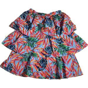 Tabitha Brown for Target Skirt  L Colorful Tropical Floral Print Blue Tiered NWT